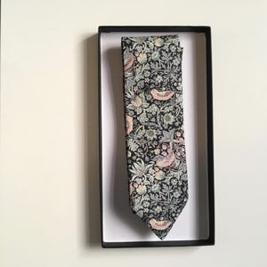 Liberty Of London Black Strawberry Thief Neck Tie. Matching Pocket Square & Cufflinks available