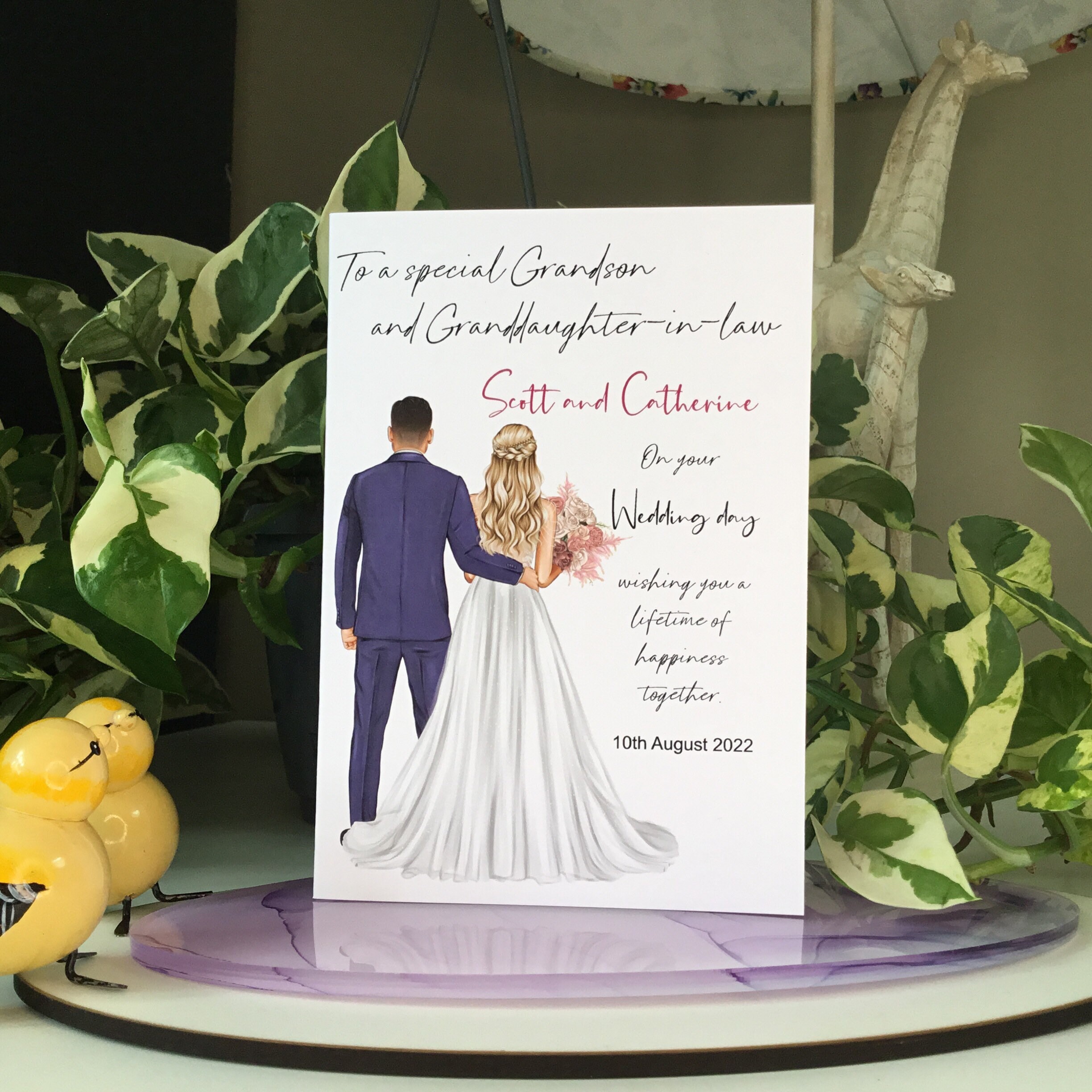 Personalised Newly Married Couple Wedding Greetings Card |  Grandson and Granddaughter in law card