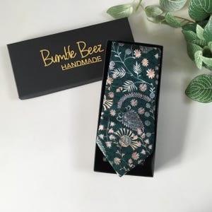 Liberty Of London Dark Green Neck Tie. Matching Pocket Square & Cufflinks available
