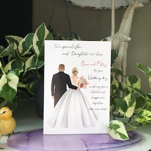 Personalisierte handgemachte Hochzeit Grüße Karte frisch verheiratetes Paar Grußkarte Tochter und Schwiegersohn Enkel Enkel Karte