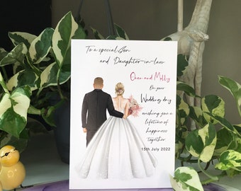 Personalised Handmade Wedding Greetings Card Newly Married Couple Greeting Card  Daughter and son in law grandson granddaughter card