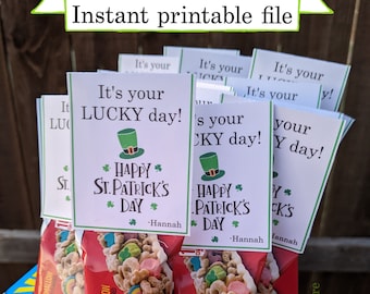 St. Patrick's Day Printable File for Lucky Charms or candy bar wrapper