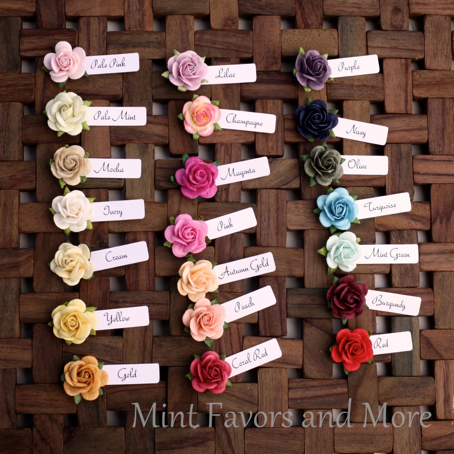 Custom Favor Tags With White Rose Embellishments - Etsy