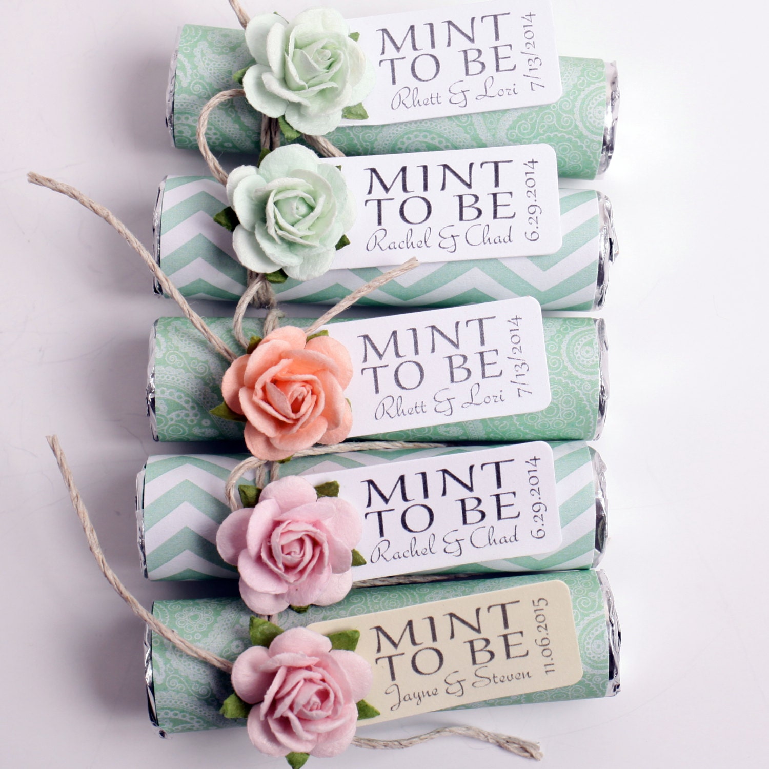 Mint Wedding Favors With Personalized "mint to Be" Tag, Mint Green ...