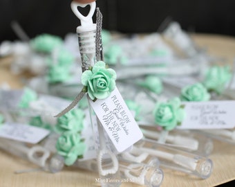 ASSEMBLED wedding bubbles, bubble send off, bubble wands, mint green wedding bubbles