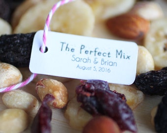 Wedding favor tags for trail mix, trail mix favor tags, personalized tags, diy favors, the perfect mix