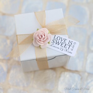 Wedding favor tag reads LOVE IS SWEET - personalized tags, candy bar, edible favors, small favor tags image 4