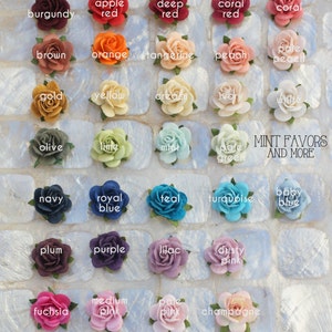 Flower embellishments, roses, wedding favors, embellishments, escort cards, decorations for favors, cards, holiday, scrapbooking and more image 1