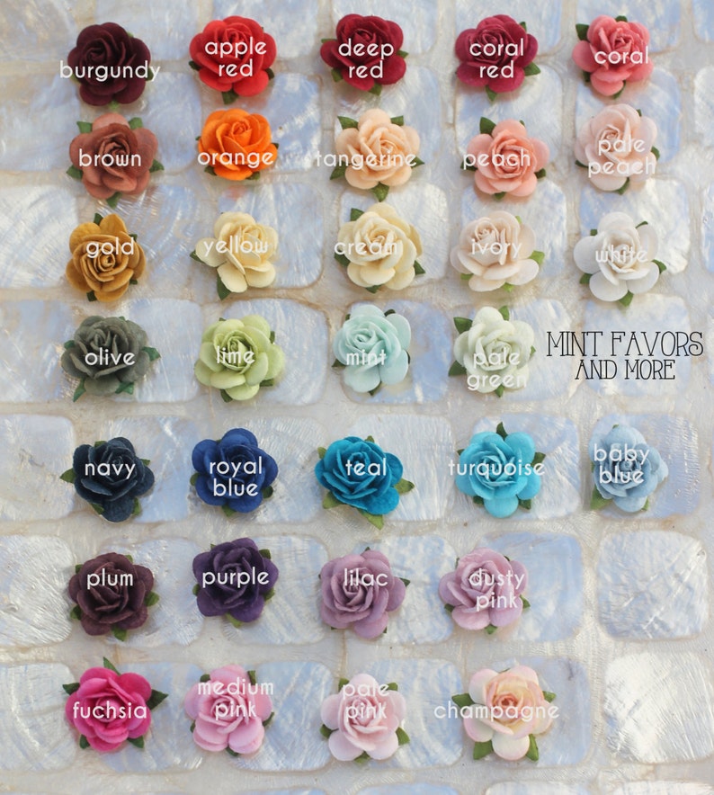 Flower embellishments, roses, wedding favors, embellishments, escort cards, decorations for favors, cards, holiday, scrapbooking and more image 1