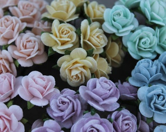 Pastel rose embellishments - decorations for favors, cards, thank you tags, gift tags, wedding decorations and more
