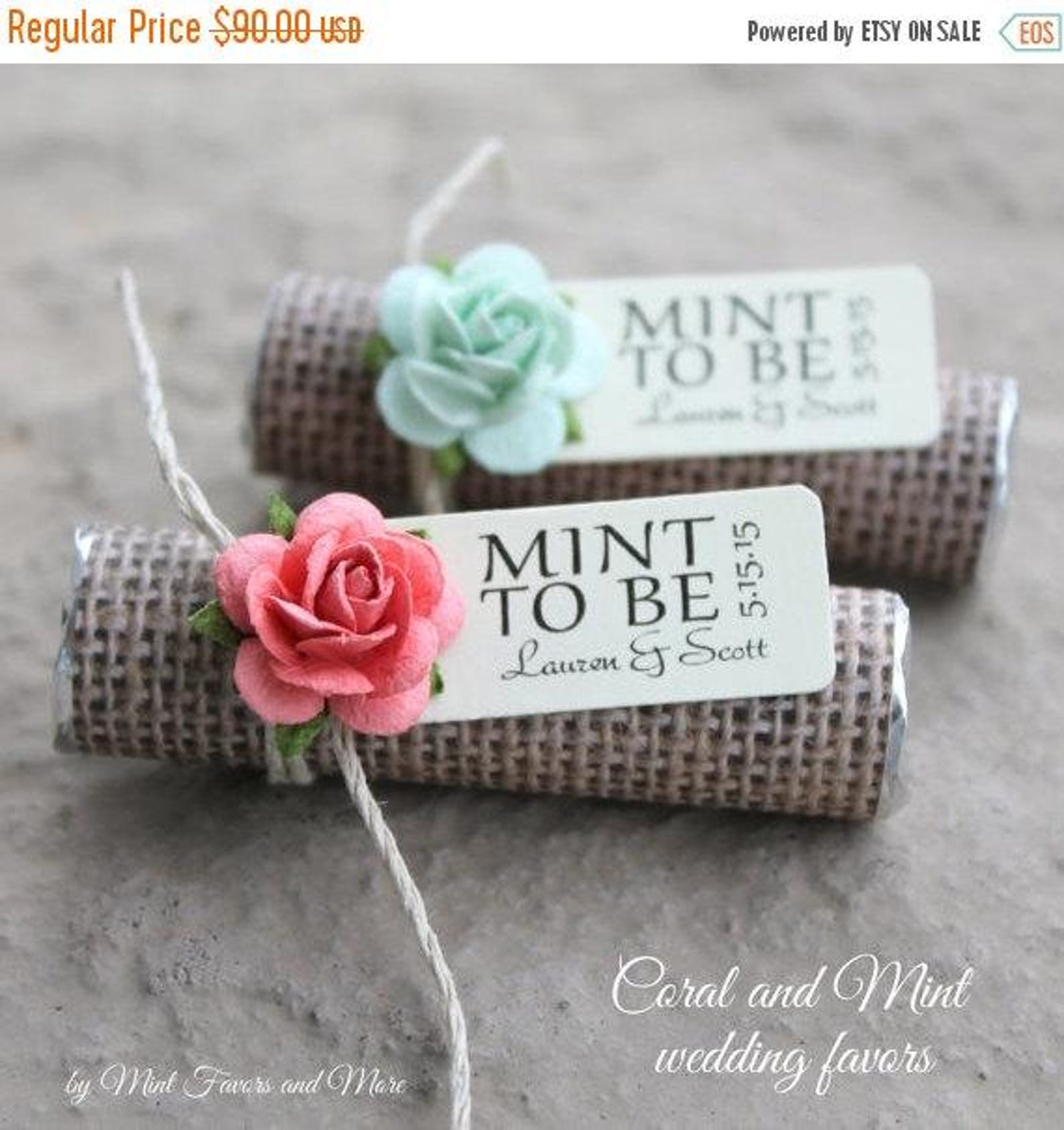 Mint Wedding Favors With Personalized "mint to Be" Tag - Set of 24 ...