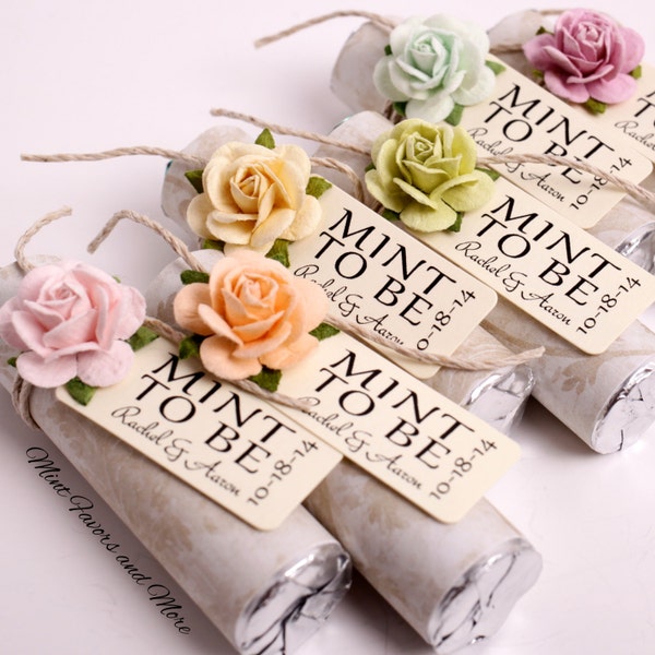 Pastel mix of rose colors with custom tags, decorate your own wedding favors