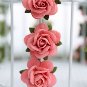 Ornements de roses corail - décorations pour cadeaux, cartes, étiquettes de remerciement, étiquettes cadeaux, décorations de mariage et plus