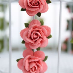 Coral rose embellishments - decorations for favors, cards, thank you tags, gift tags, wedding decorations and more