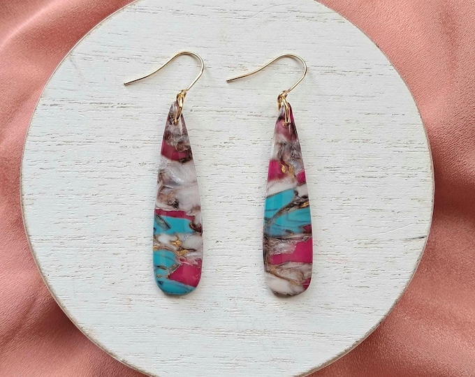 Cotton Candy Turquoise: Long Teardrop