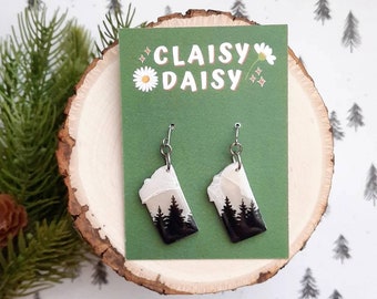 Montana State Earring, Montana Jewelry, Faux Quartz, Forest Earrings, Made In Montana, Nature Lover Gift, Montana Gift, Polymer Clay Earring
