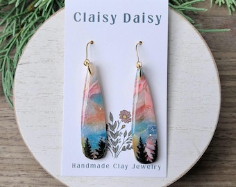 Scrappy Tree Earrings: Long Teardrop