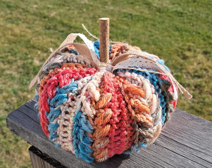 Americana Crochet Pumpkin : Ribbon Only