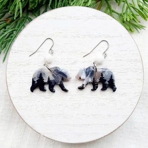 Bear Earrings, Montana State Earring, Montana Jewelry, Forest Earrings, Made In Montana, Nature Lover Gift, Montana Gift, Clay Earrings