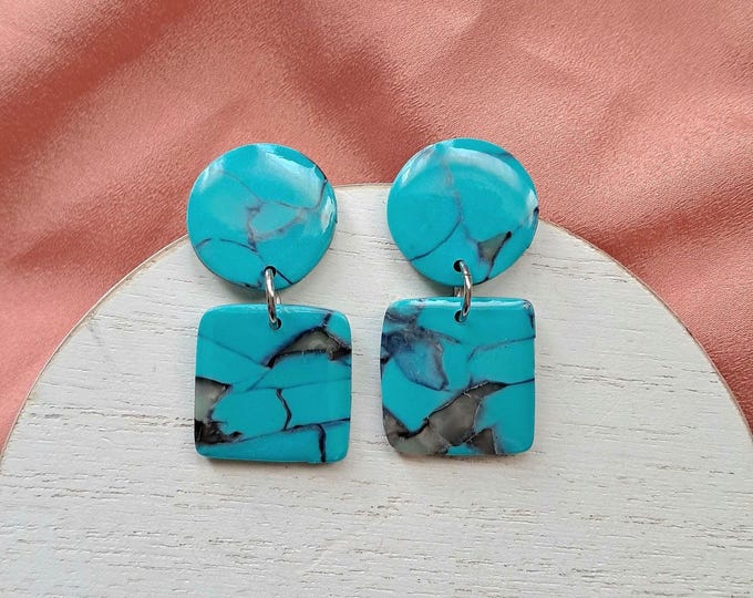 Faux Turquoise:  Square Dangle