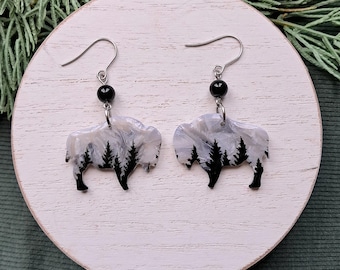 Silver Bison Earrings