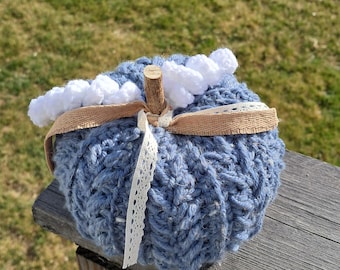 BLUE Crochet Pumpkin
