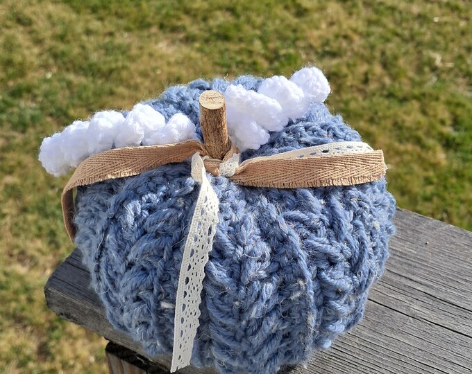 BLUE Crochet Pumpkin