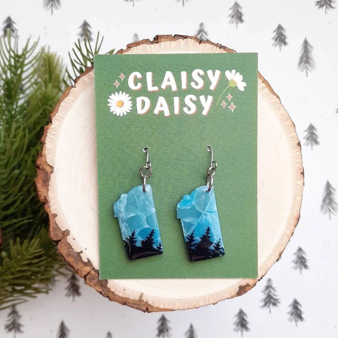 Montana State Earrings, Montana Jewelry, Forest Earrings, Made in