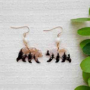 Bear Earrings, Montana State Earring, Montana Jewelry, Forest Earrings, Made In Montana, Nature Lover Gift, Montana Gift, Clay Earrings