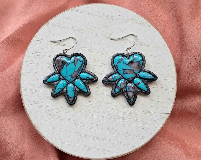 Faux Turquoise: Heart Dangle