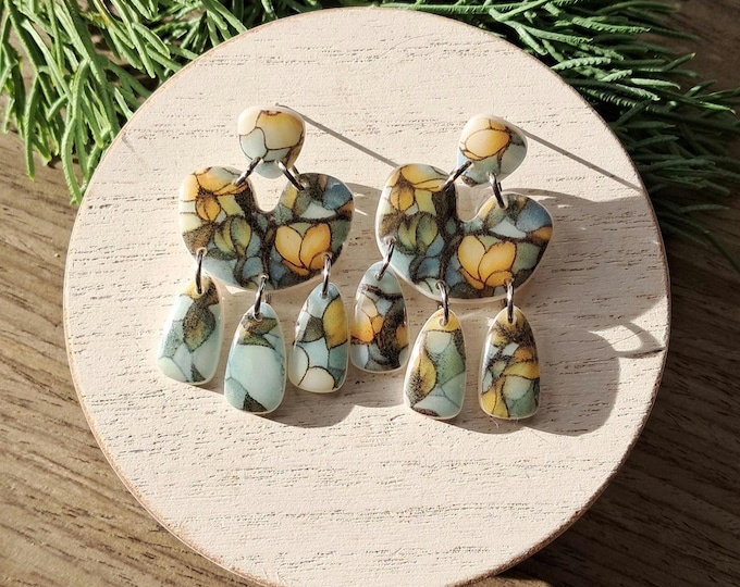 Blue Stained Glass Earring: Bold Style