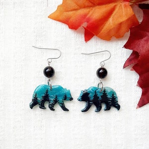 Bear Earrings, Montana State Earring, Montana Jewelry, Forest Earrings, Made In Montana, Nature Lover Gift, Montana Gift, Clay Earrings