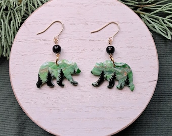 Green Bear Earrings