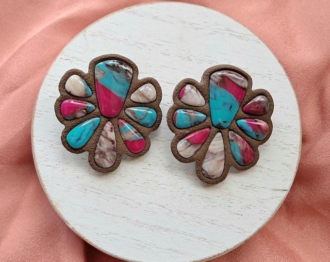 Cotton Candy Turquoise : XL Statement Stud