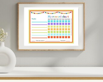 Kids Task Planner & Reward Chart Printable - Chore Routine, School Checklist, generic to do list,  instant digital download, back to school