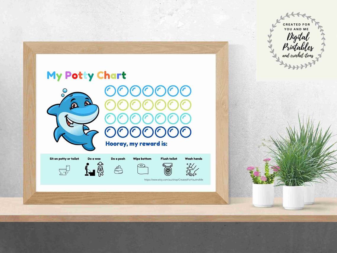 Baby Shark Potty Training Reward Chart Toddler Toilet Etsy