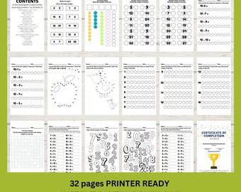 Printable Educational Bundle - Kindergarten Maths Workbook PDF - Instant digital Download, back to school downloadable, Home Schooling