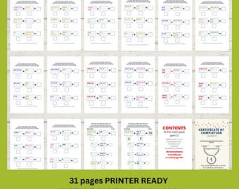 Instant digital, downloadable PDF file, back to school, Kindergarten Maths Workbook Worksheets - Printable for Home Schooling -