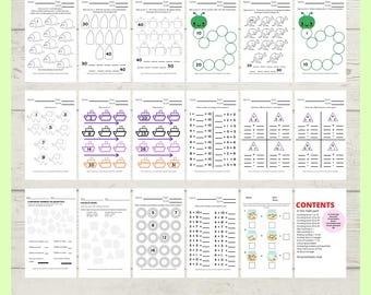 grade 1 maths addition worksheets, home school, Instant downloadable PDF, printable file, sums, adding 1 to 50 part 1, activity