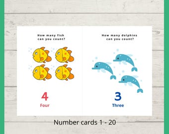 Number Flashcards 1-20, Toddler Printables Counting, Home school Preschool Number Cards, Learn to Count, educational aids, INSTANT DOWNLOAD