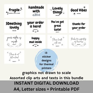 thank you, handmade, customer business, label sticker clip art, thermal printer label size, Digital packaging design, instant download