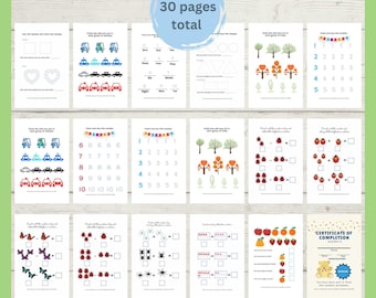Instant digital download, Engaging Toddler Learning Pack,Printable Maths Worksheets, At-Home Learning, Kindergarten workbook kids activities