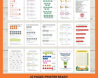 Fun Educational Grade 1 Math Workbook, Printable Addition, Subtraction Pages for Home Learning digital resource, Instant downloadable file