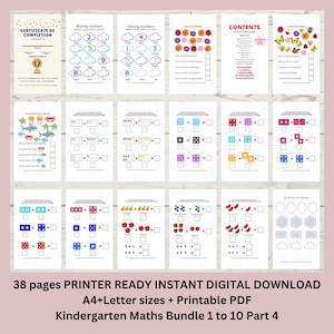 Educational Math Printables Bundle, Preschool Worksheets Instant Digital Download preschool digital downloads, printable