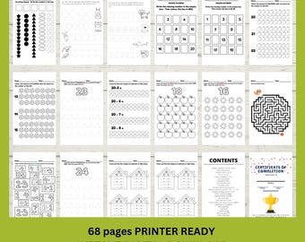 Printable Educational Bundle - Kindergarten Maths Workbook PDF - Instant digital Download, back to school downloadable, Home Schooling