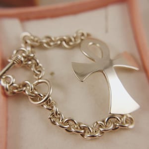 Maltese Cross Link Sterling Silver Link Bracelet