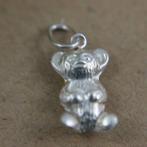 Sterling Silver Teddy Bear Charm - Sterling Silver Teddy Charm - Sterling silver Bear Charm