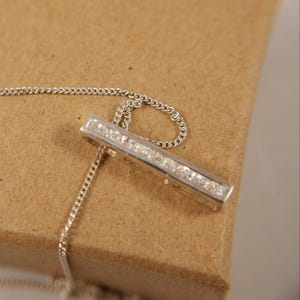 Sparkling CZ sterling silver pendant - with sterling silver chain - Cubic zirconia silver pendant