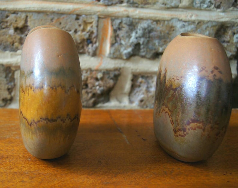 - Finnish studio pottery PAIR of Kamini Studio pottery Pebble Vases earth tone vase Scandinavian mid century mid century Finnish