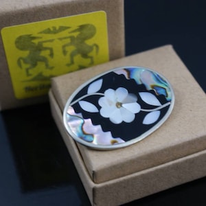 Pretty Mother of Pearl Daisy Brooch and Pendant - Mexico Alpaca - Abalone